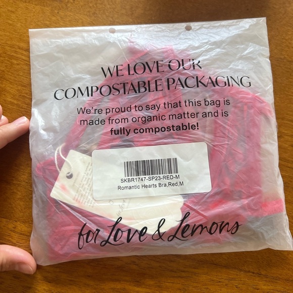 NWT FOR LOVE & LEMONS Romantic Hearts/Roses Underwire Bra red lace, SMALL - Picture 6 of 7